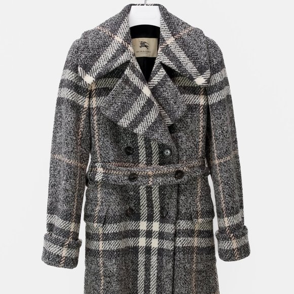 Burberry Grey House Check Wool Coat - Picture 2 of 14